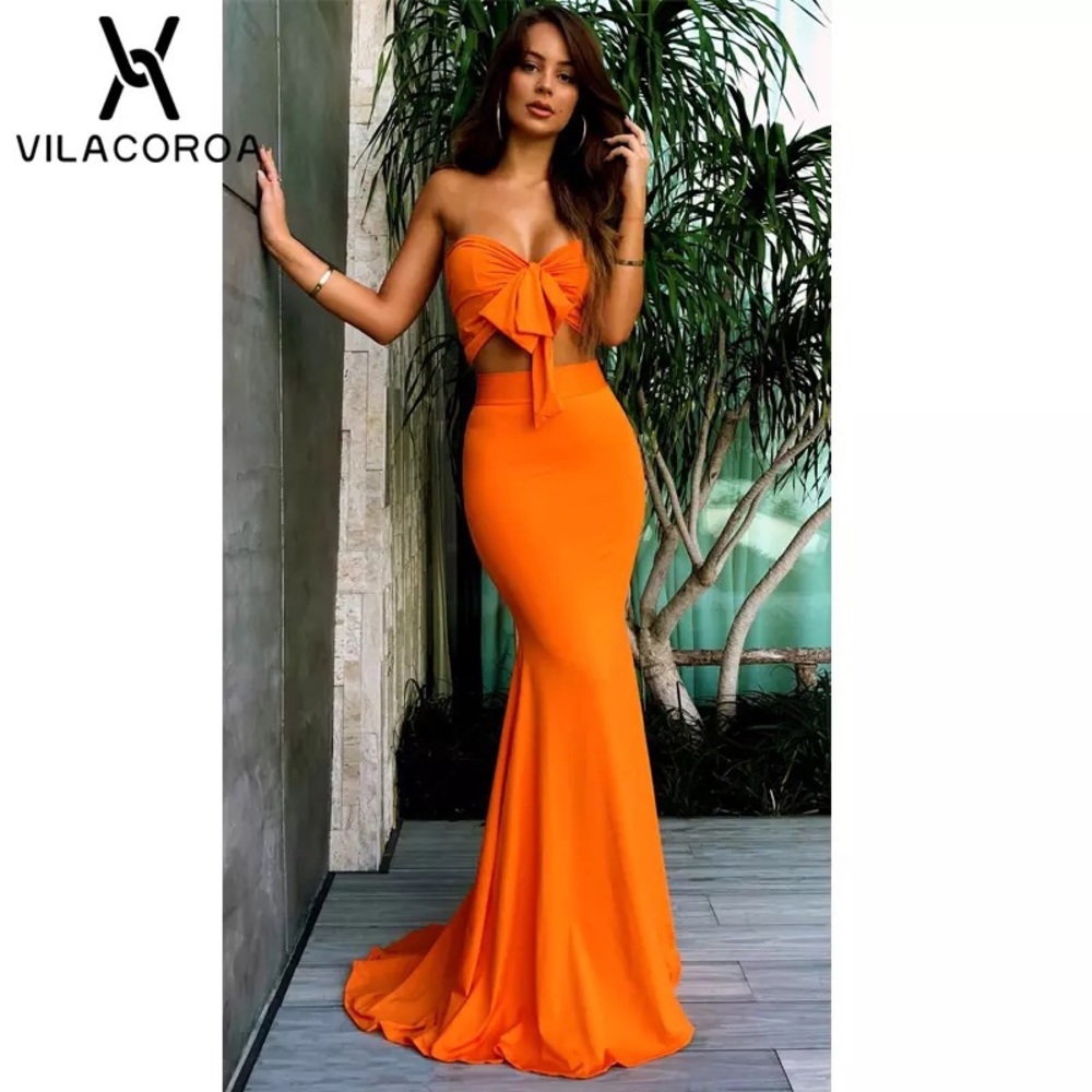 Just In !!!!Orange two piece top and skirt
